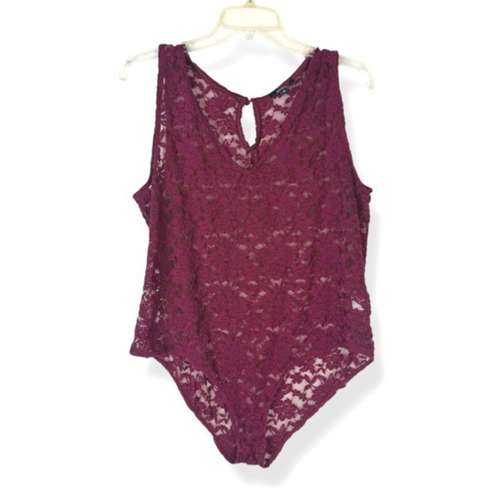 Womens Lace Burgundy Bodysuit Size 3x Witchy Vamp Coquette Festival Goth Y2K - Picture 2 of 11